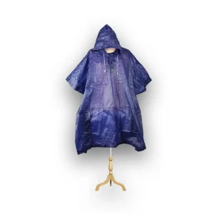 Herbruikbare Blauwe Regenponcho – Waterdicht Regenpak voor Heren & Dames – Fiets, Wandel & Outdoor – 125 x 98 cm met Capuchon