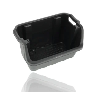 Stapelbak Magazijnbak XL Zwart - 59x37x35 cm - Stevige Stapelbare Box voor Magazijn, Schuur & Voedselopslag