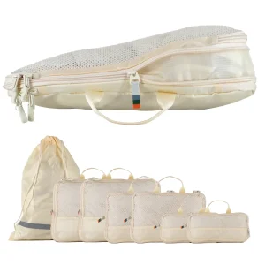 Housses de rangement et compression - set de 7 (Beige)