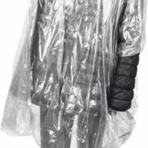 Wegwerp Regenponcho One Size – Transparant Regenpak Heren & Dames met Capuchon – Regencape Fiets & Wandelen – Lichtgewicht Regenjas in Tasje