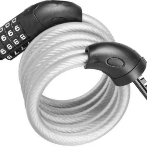 Wit Kabelslot Fietsslot met 4-Cijfercode – 150 cm x 8 mm – Fietsslot Zonder Sleutel voor Fiets, Scooter & Motor – Veilig & Betaalbaar