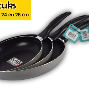 Set van 3 Braadpannen met Antiaanbaklaag - Grijs - Luxe Hapjespan