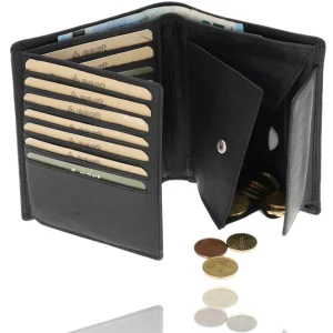 Heren Portemonnee met Muntenvak - Leren Portemonnee RFID - 4East Zwarte Portemonnee met 14 Pasjeshouder