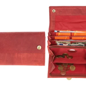 Horeca Portemonnee - Rode Horeca Portefeuille - Kelnersbeurs - RFID Bescherming Kelnerportemonnee - 14 Pasjeshouder & Muntvak