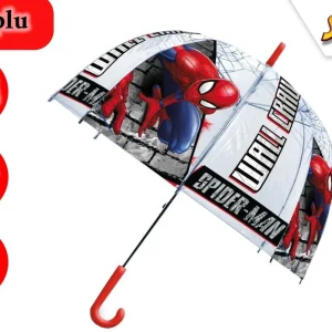 Marvel Spiderman Kinderparaplu 61cm – Stevige Stokparaplu Kind – Leuke Paraplu Jongens en Meisjes – Lichtgewicht Koepelparaplu