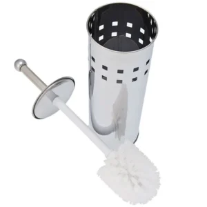 Hedendaagse Zilveren Rvs Toiletset - Inclusief Stijlvolle Houder - Afmetingen: 9,8 x 37,5 x 37 cm - Gewicht: 351 G