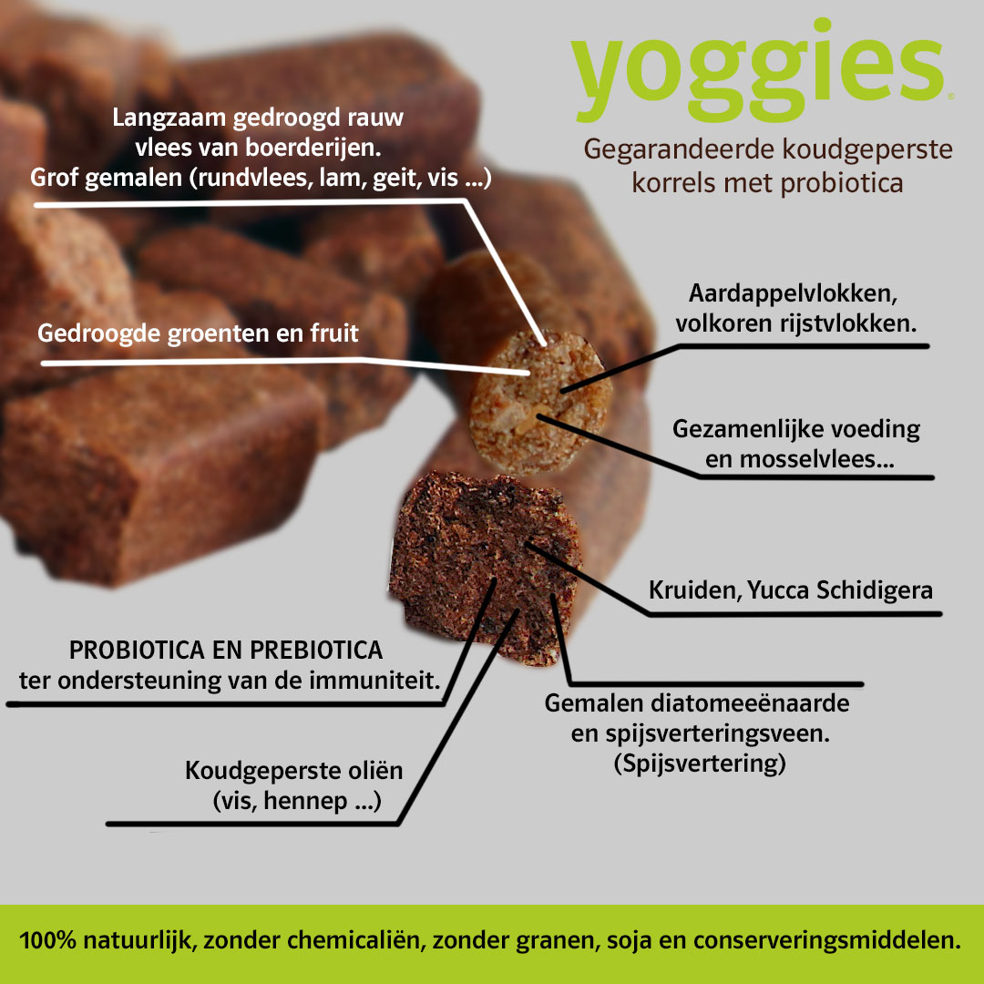 Yoggies Kip en Rund, koudgeperste MINI korrels met probiotica - Afbeelding 5